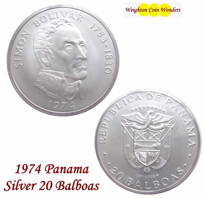 1970's Panama Slver Uncirculated 20 Balboa